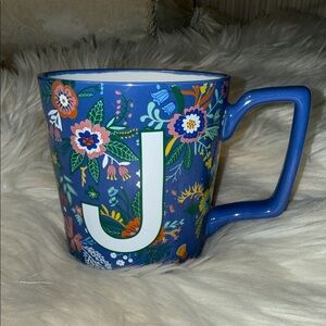 Floral Blue Monogram J Mug. Brand New! Kirkland Home